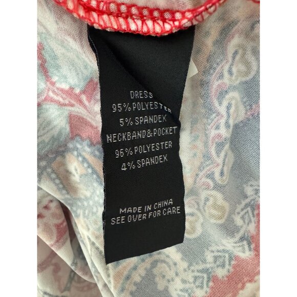 Red Blue Paisley Print Sleeveless Shift Dress w/Pockets Size XXL 2X 20 Plus Size - Picture 6 of 7